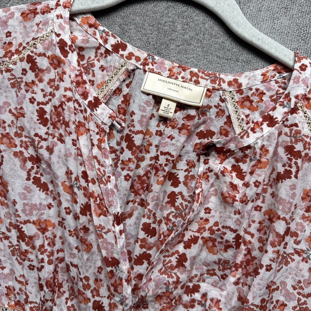 Moulinette Soeurs Floral Top 2 Amelie Blouse Peplum Cottage Coquette Romantic - Picture 4 of 9